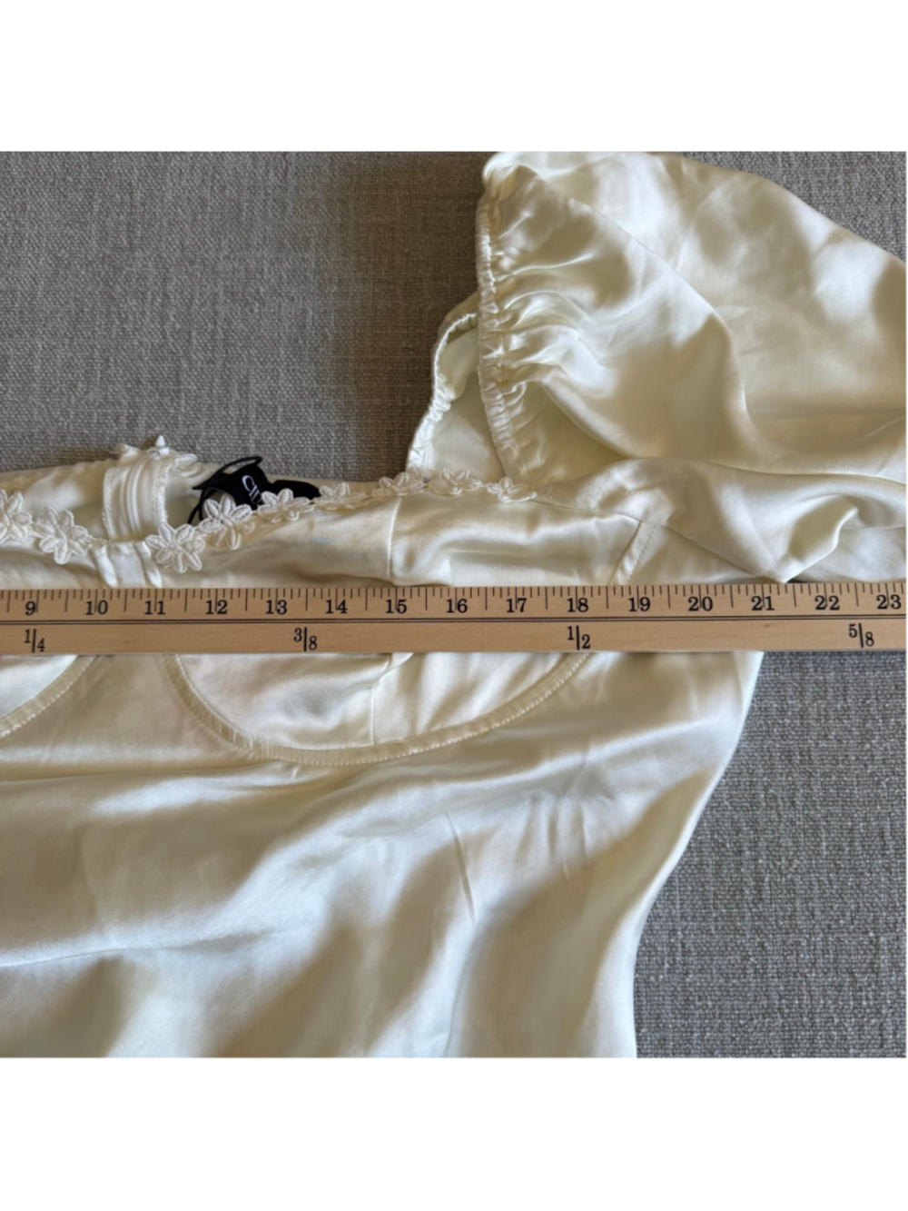 Cider Beige White Satin puff sleeve Wedding Rehearsal Dress 0X - Picture 12 of 15